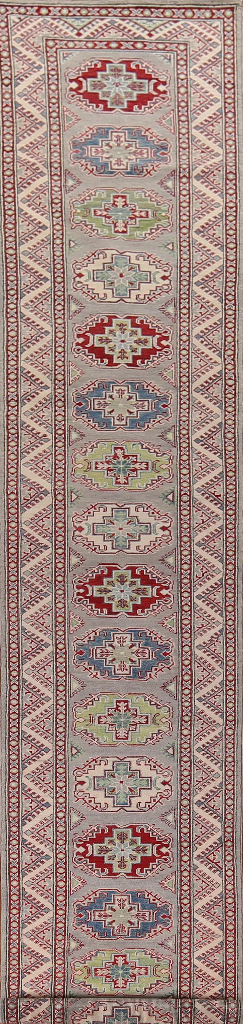 Handmade Gray Kazak Oriental Runner Rug 3x20