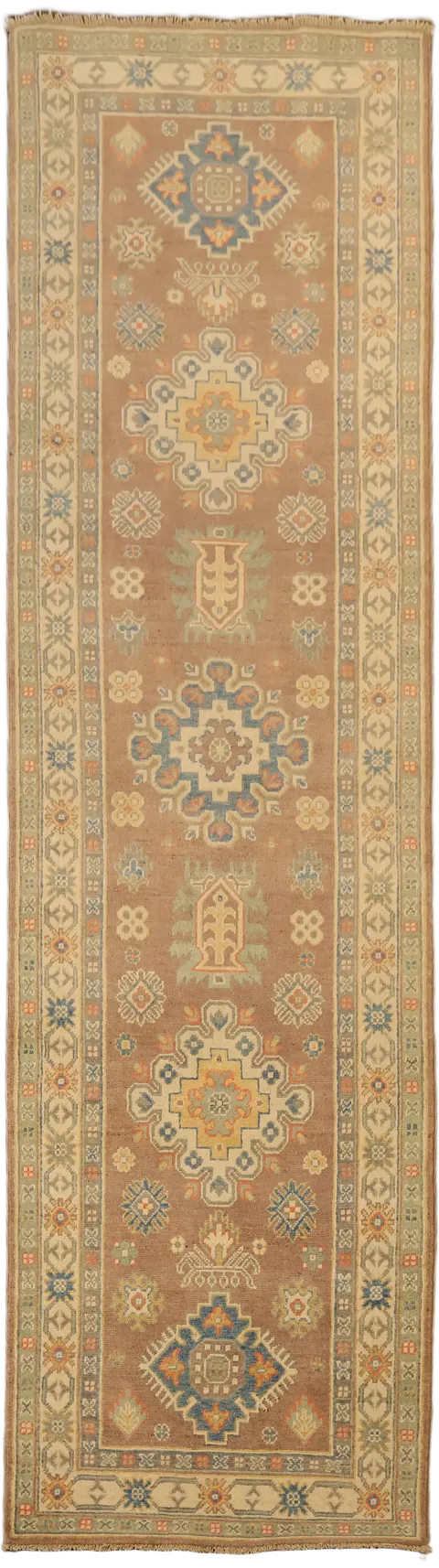 Geometric Kazak Oriental Runner Rug 3x10