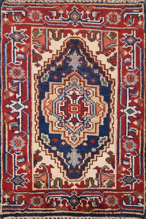 Handmade Blue Heriz Serapi Indian Foyer Rug 2x3