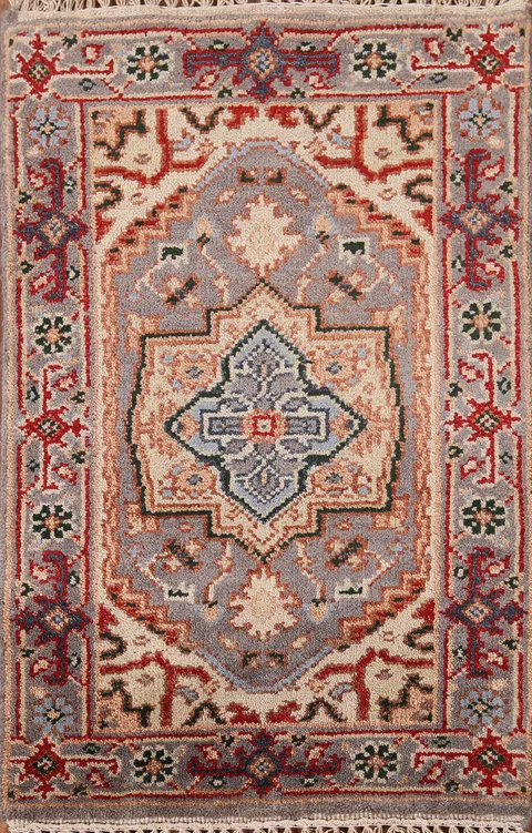 Gray Wool Heriz Serapi Indian Foyer Rug 2x3