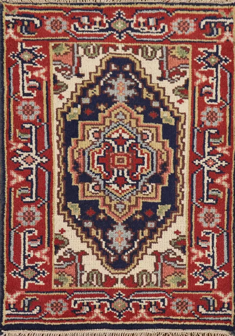 Navy Blue Heriz Serapi Indian Foyer Rug 2x3