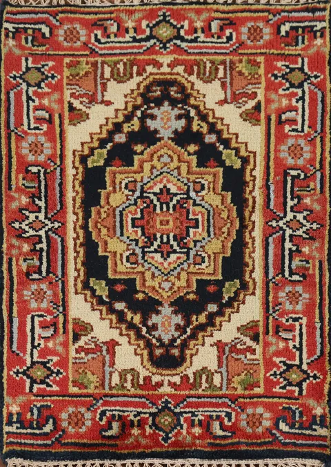 Navy Blue Heriz Serapi Indian Accent Rug 2x3