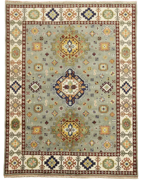 Intricate Geometric Patterns On Traditional Oriental Rug Design 8'x10