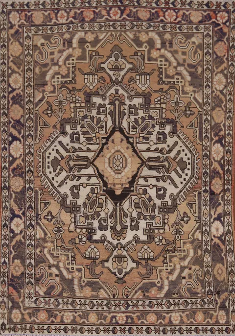 Vintage Geometric Bakhtiari Persian Rug 5x7