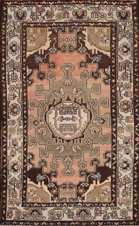 Vintage Wool Hamedan Persian Rug 4x6
