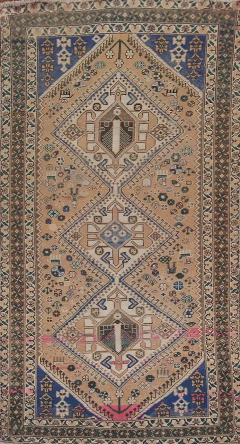Vintage Wool Bakhtiari Persian Area Rug 5x10