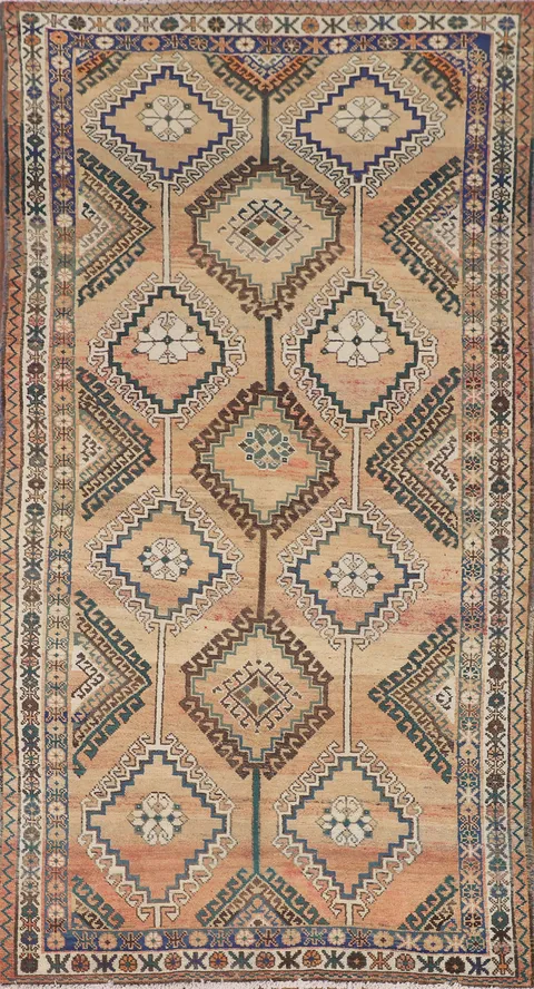 Vintage Geometric Bakhtiari Persian Area Rug 5x10