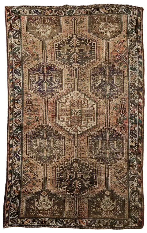 Tribal Geometric Qashqai Persian Area Rug 5x8