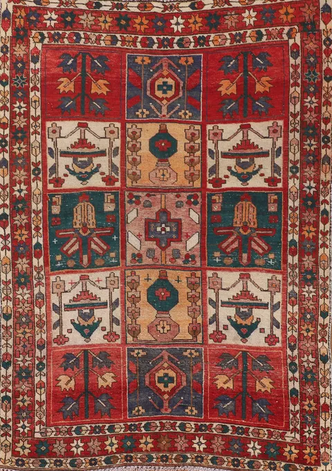 Vintage Distressed Bakhtiari Persian Rug 5x6