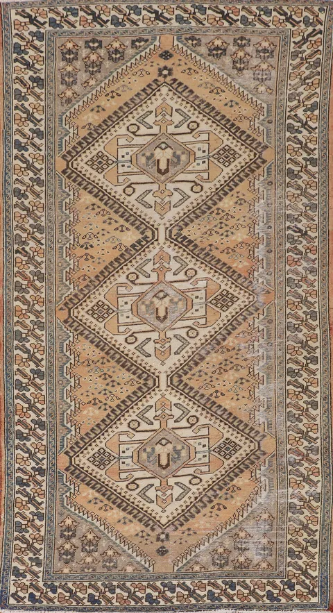 Distressed Wool Bakhtiari Persian Area Rug 5x10