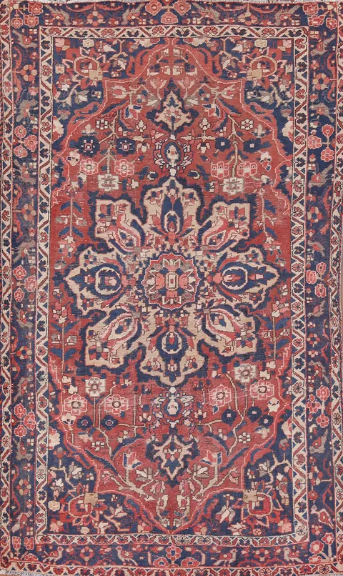 Distressed Wool Bakhtiari Persian Area Rug 6x9