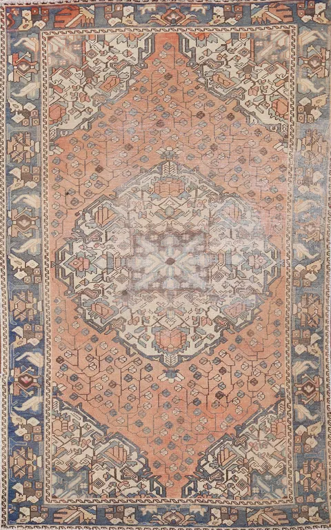 Vintage Distressed Bakhtiari Persian Accent Rug 4x7
