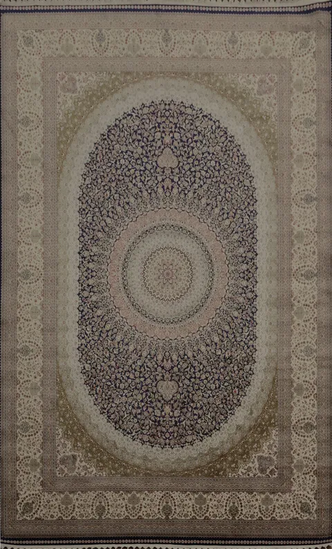 Stylish Medallion Qum Area Rug 7x10 with Delicate Floral Motifs