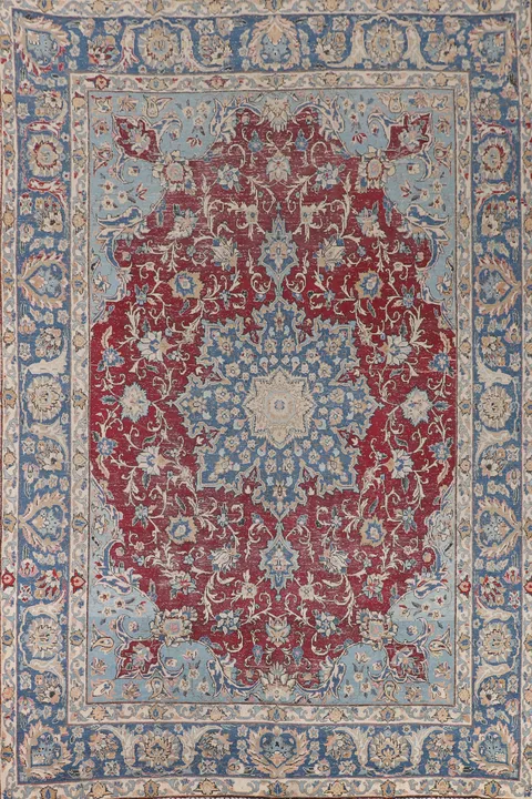 Distressed Vintage Mashad Persian Area Rug 8x11