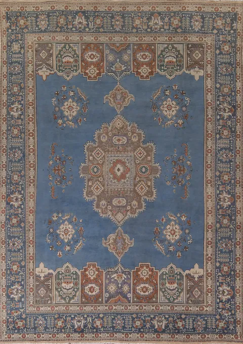 Blue Geometric Tabriz Persian Area Rug 10x13
