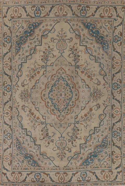 Distressed Wool Tabriz Persian Area Rug 9x13