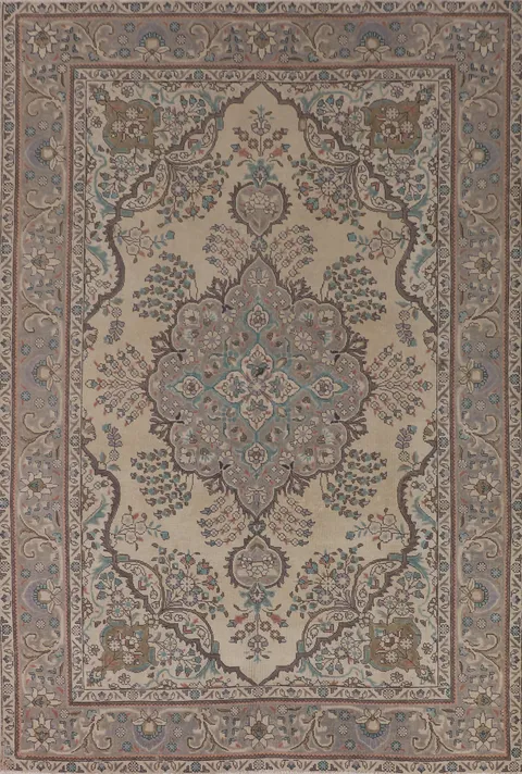 Handmade Floral Tabriz Persian Area Rug 7x10