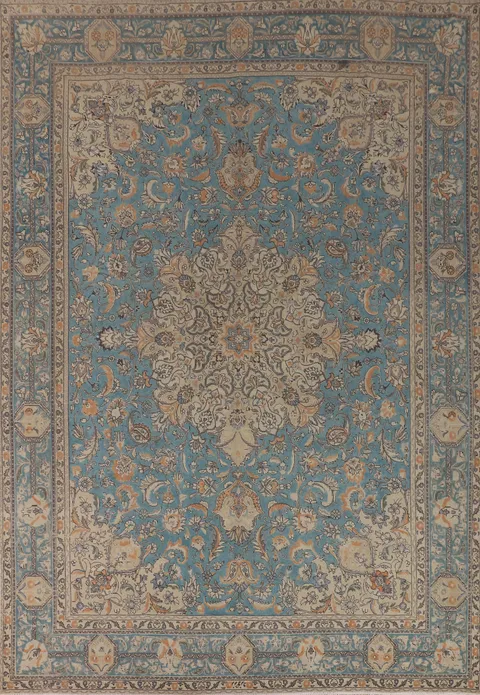 Handmade Blue Tabriz Persian Area Rug 10x13