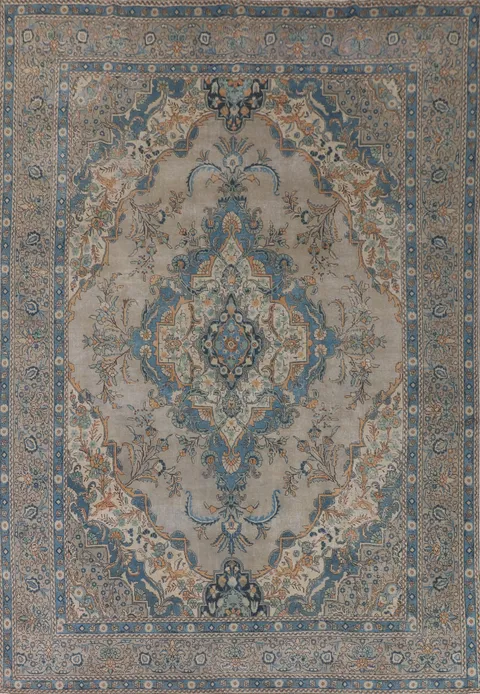 Distressed Wool Tabriz Persian Area Rug 9x13