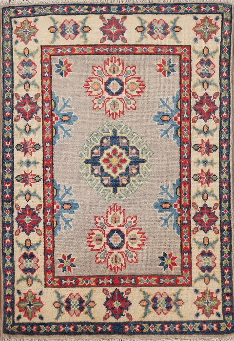 Geometric Wool Kazak Oriental Rug 2x3