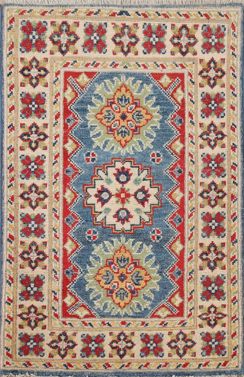 Handmade Blue Kazak Oriental Rug 2x3