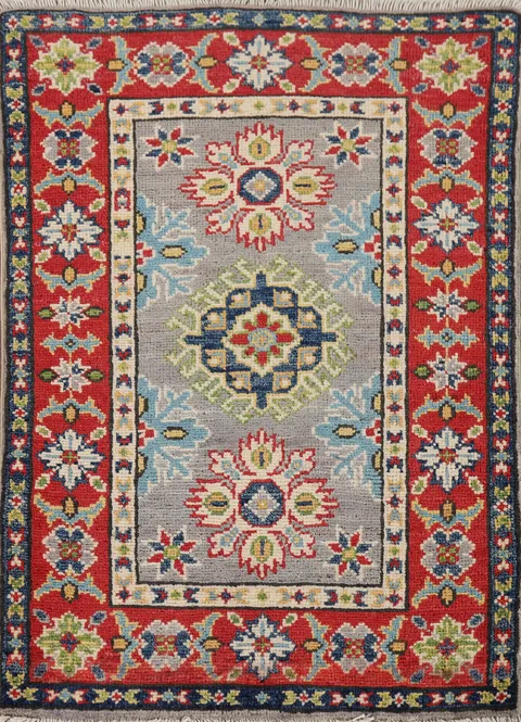 Geometric Kazak Wool Foyer Rug 2x3