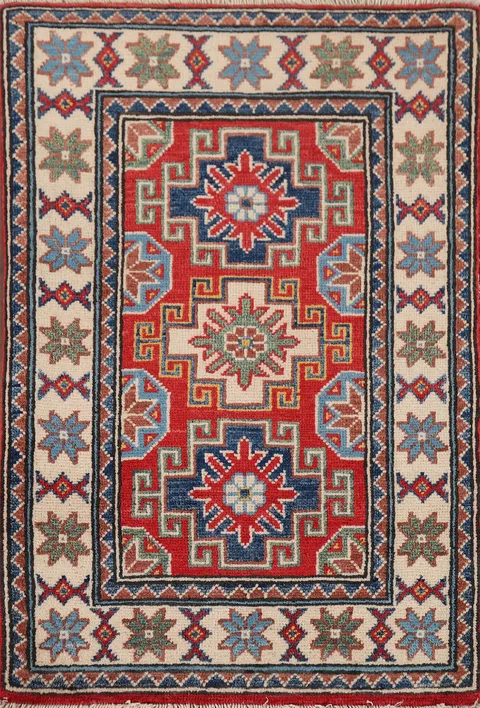 Handmade Red Kazak Oriental Accent Rug 2x3