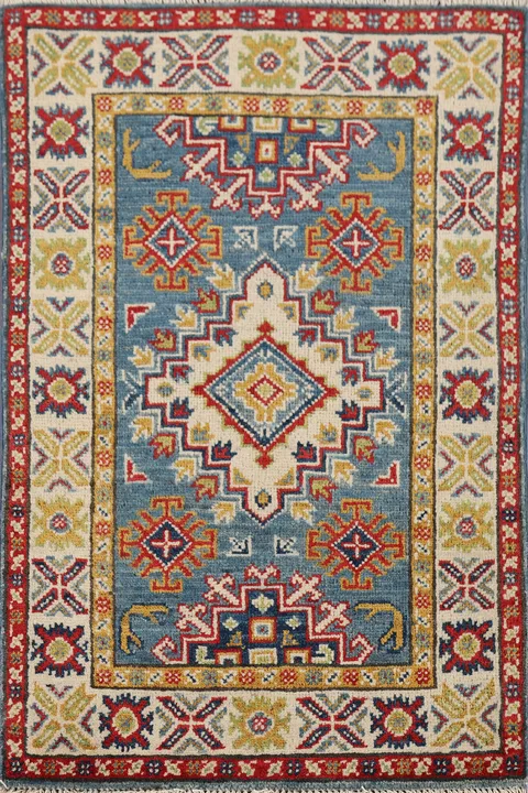 Handmade Blue Kazak Accent Rug 2x3