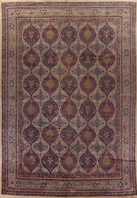 Antique Vegetable Dye Kerman Persian Large Rug 13x17