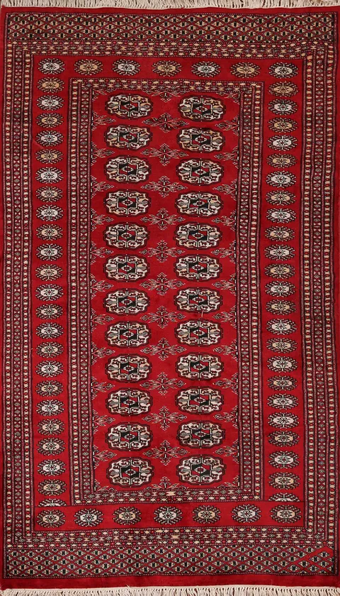 Red Geometric Bokhara Oriental Foyer Rug 3x5