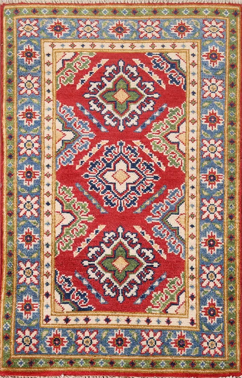 Geometric Wool Kazak Oriental Rug 2x3