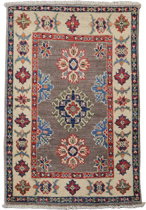 Brown Geometric Kazak Wool Foyer Rug 2x3