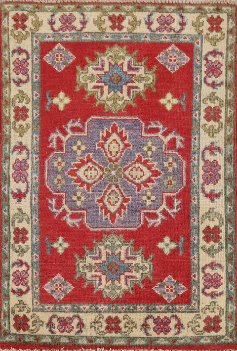 Geometric Red Kazak Oriental Rug 2x3