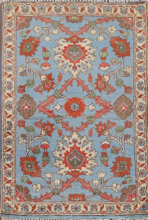 Light Blue Kazak Oriental Foyer Rug 2x3