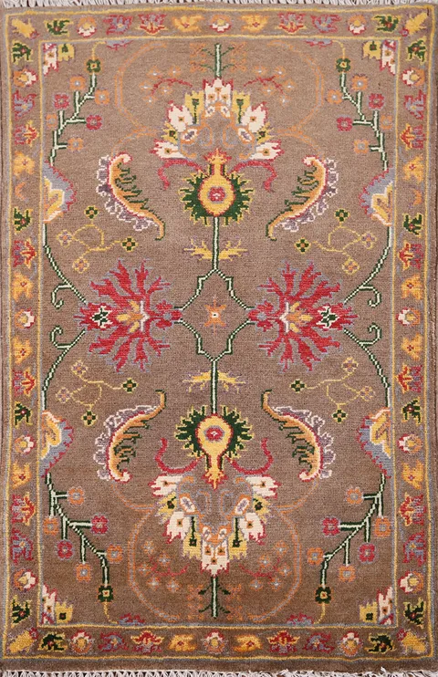 Brown Floral Kazak Oriental Rug 2x3