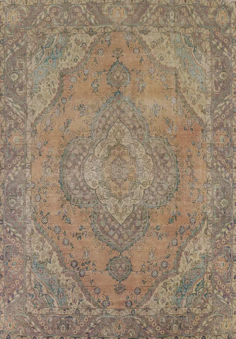 Distressed Wool Tabriz Persian Area Rug 10x13