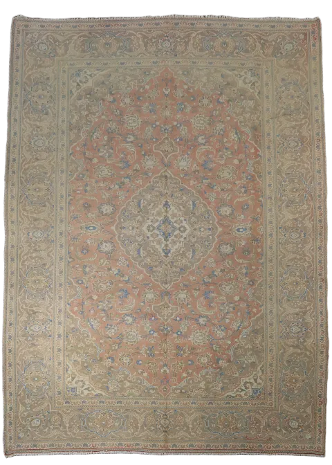 Vintage Muted Traditional Mashad Persian Wool Area Rug 8x11
