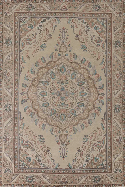 Vintage Distressed Tabriz Persian Area Rug 7x10
