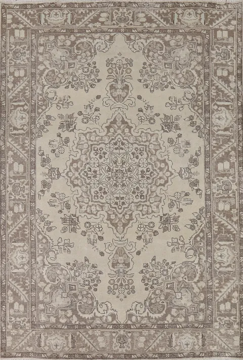 Distressed Wool Tabriz Persian Area Rug 7x10