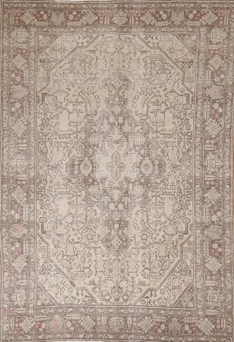 Vintage Distressed Tabriz Persian Area Rug 6x9