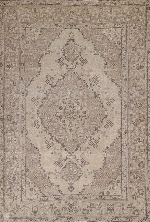 Distressed Wool Tabriz Persian Area Rug 7x10