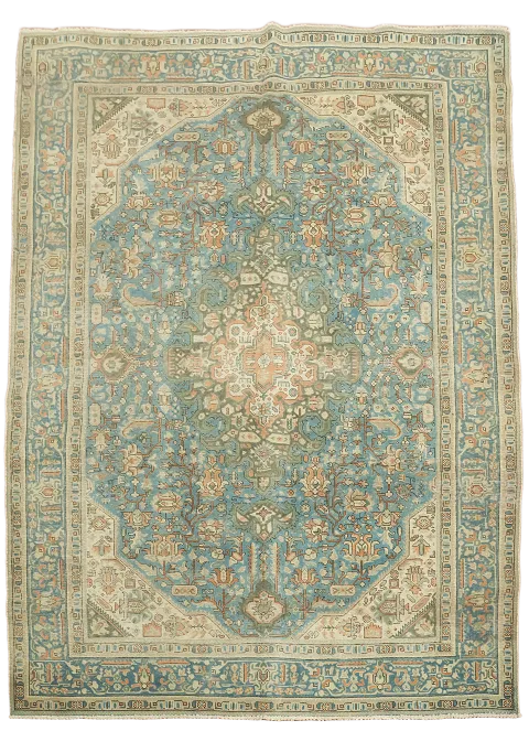 Blue Distressed Tabriz Persian Area Rug 8x11