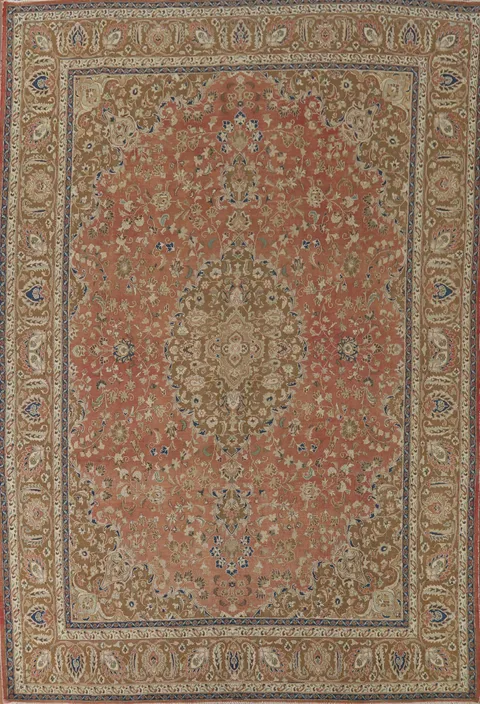 Vintage Floral Mashad Persian Area Rug 10x13