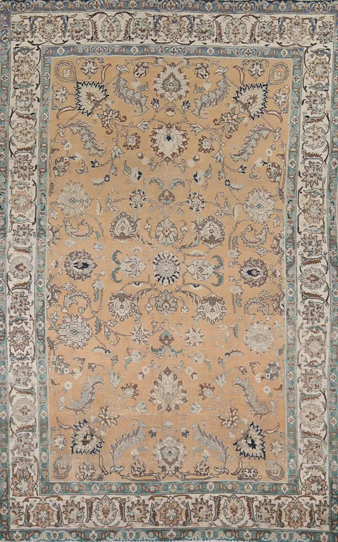 Vintage Floral Tabriz Persian Area Rug 7x11
