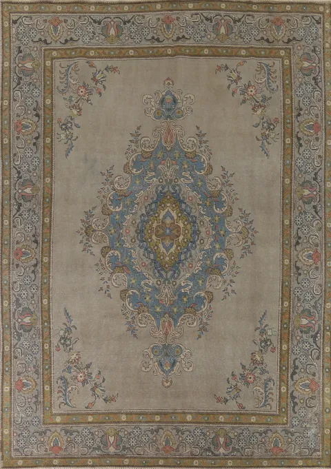 Vintage Wool Tabriz Persian Area Rug 10x12