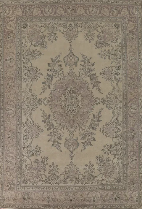 Distressed Wool Tabriz Persian Area Rug 9x13