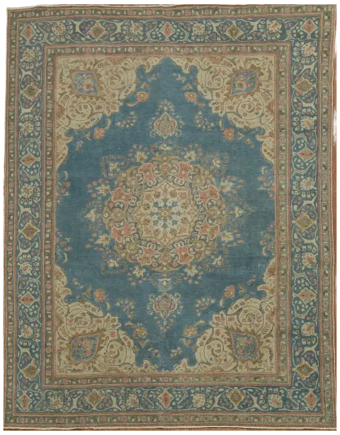 Vintage Blue Tabriz Persian Area Rug 10x12