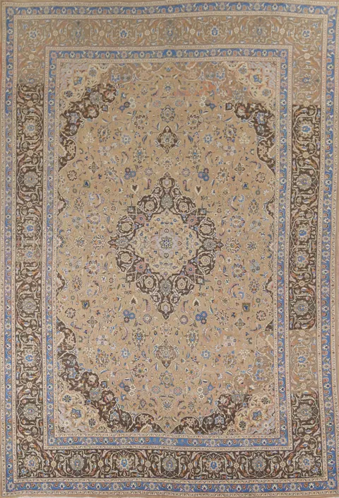Traditional Floral Mashad Persian Area Rug 9x13