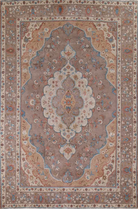 Handmade Brown Wool Tabriz Persian Area Rug 8x11