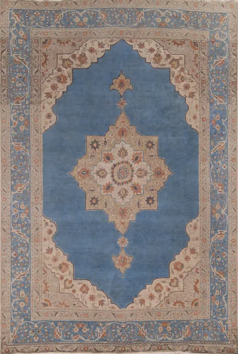 Blue Handmade Wool Tabriz Persian Area Rug 8x11